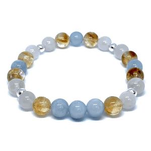 Minerální náramek akvamarín, citrín, křišťál - ZÁZRAČNÝ (stříbro Ag925)